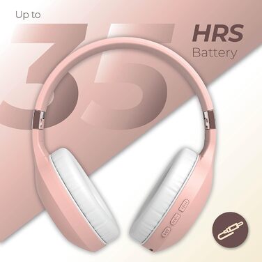 Навушники PowerLocus Bluetooth Over-Ear, бездротові, складні, з мікрофоном, Hi-Fi, глибокий бас, для телефону, планшета, ПК (Rose Gold Deep)