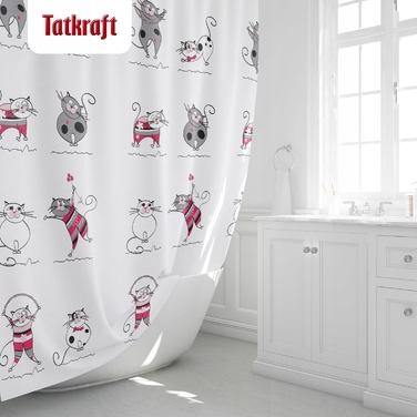 Текстильна штора для ванни Tatkraft Funny Cats