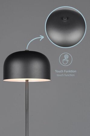 LED настільна лампа Julien, акумуляторна, USB-C, чорна матова, Ø 12 см, 1,5W, сенсорне керування, IP20