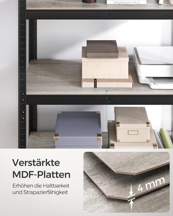 SONGMICS Industrial 5-Tier Shelf Unit - Greige & Black (50x100x200 cm)
