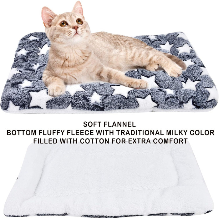 М'який флісовий плед для домашніх тварин (собаки/коти), блакитний фон з білими зірками, 89 x 68 см