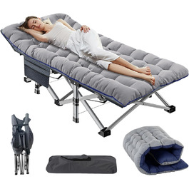 Розкладне ліжко ZIKEBTUY для кемпінгу та відпочинку: міцне, з матрацом, 200 кг, 190x71x36 см