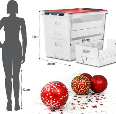 Контейнер для зберігання ялинкових кульок з кришкою, 61 л, BPA-free — коробка для новорічних іграшок та декору