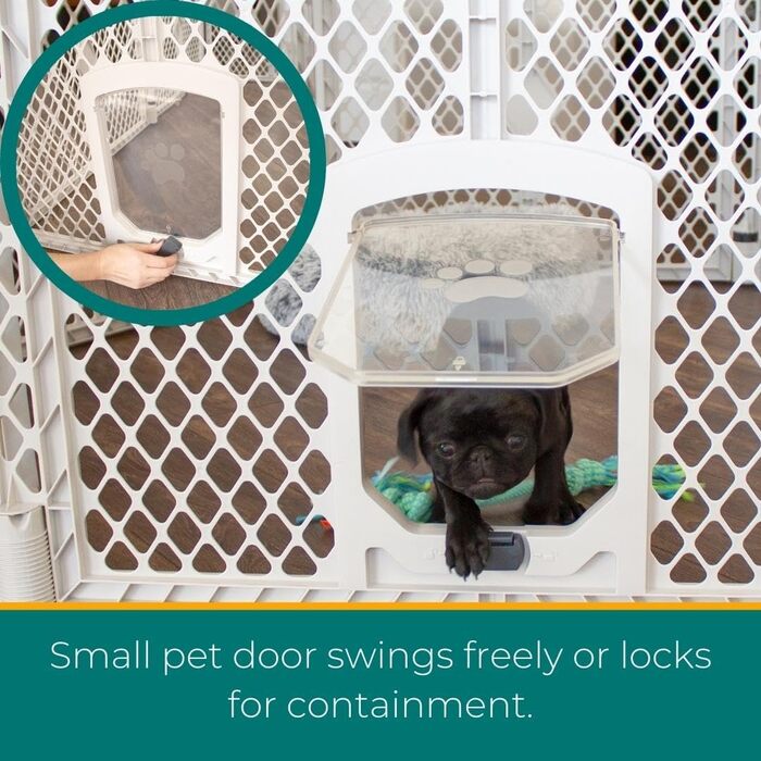 North States MYPET Petyard – портативний вольєр для собак, 6 панелей, 66 см, сірий (для дому та вулиці)