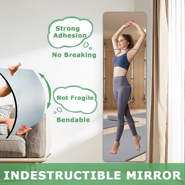 Настінний дзеркало на клейкій основі, 4 шт., акрил, самоклеючий, безпечний, велике дзеркало для ванної кімнати, фітнесу