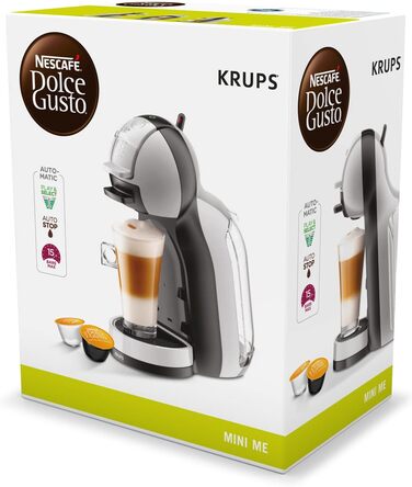 Кавомашина NESCAFÉ Dolce Gusto Mini Me від Krups, сірий колір Artic Grey, 15 Bar, 0,8 л резервуар, Eco-Mode