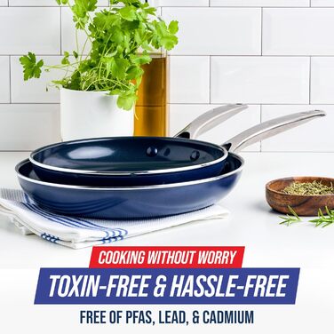 Набір сковорідок Blue Diamond Cookware Diamant, 2 шт. (24 см та 28 см), керамічне антипригарне покриття, без PFAS, для всіх плит (включно з індукцією), можна мити в посудомийній машині, термостійкий