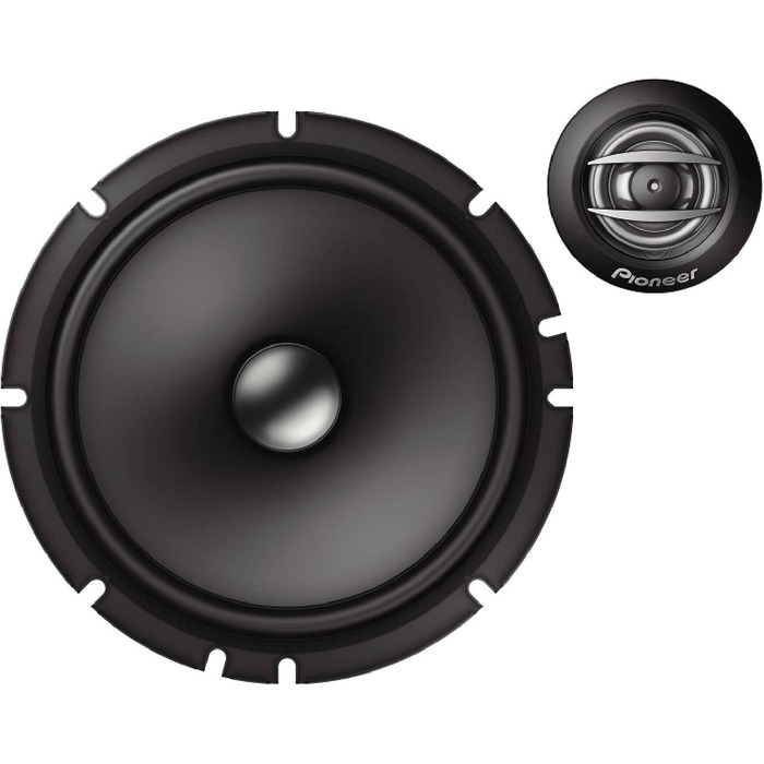Автомобільна акустика Pioneer TS-A1600C 16,5 см, 2-смугові компонентні динаміки, 350 Вт, потужний звук, високий ККД, монтаж 59 мм, з решіткою