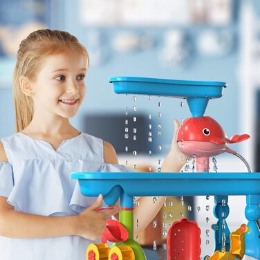 Doloowee Water Table for Kids, Sand and Water Table Outdoor Toy Garden Toy Summer Water Toy for Kids 3 4 5 6 7 8 years old