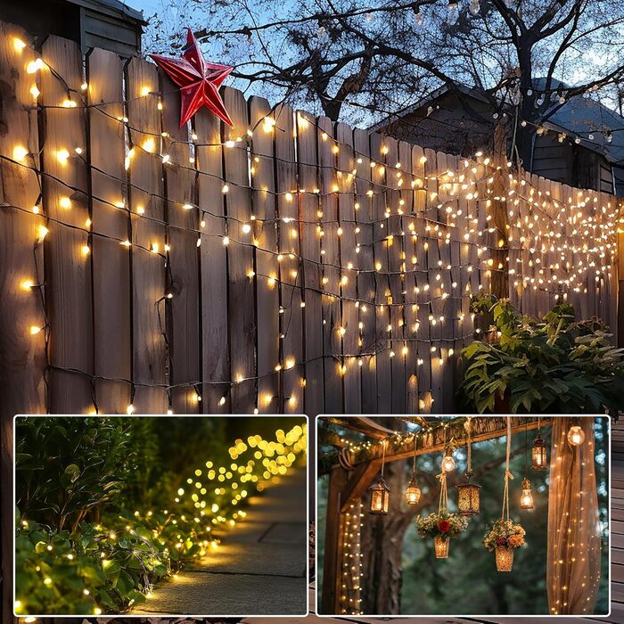 LED гірлянда 100 метрів, 800 LED, тепле світло для декору: Новий Рік, вечірка, сад, балкон. З таймером та пам'яттю
