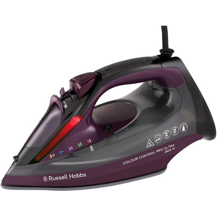 Russell Hobbs Steam Iron, Ceramic Non-Stick Sole, 195g Steam Shot, 50g Variable Steam, 380ml Water Tank, Self-Cleaning, Anti-Scale & Anti-Drip Function, Indicator Light, 2800W, 27281-56