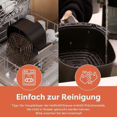 Фритюрниця без олії Ciarra CBAWAF1A AirFryer XL 5л, 1500W, 8 програм, 80-200°C, RapidAir, Touchscreen, Чорний