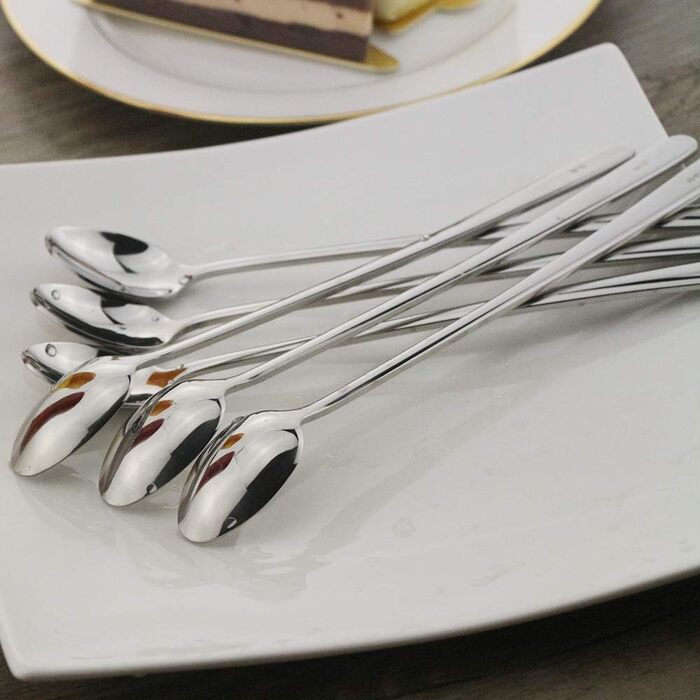 Набір ложок для коктейлів та напоїв (6 шт.), нержавіюча сталь 18/10, 22.9 см