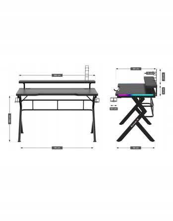 Ігровий стіл Huzaro Hero 5.0 RGB з LED-підсвіткою для геймерів