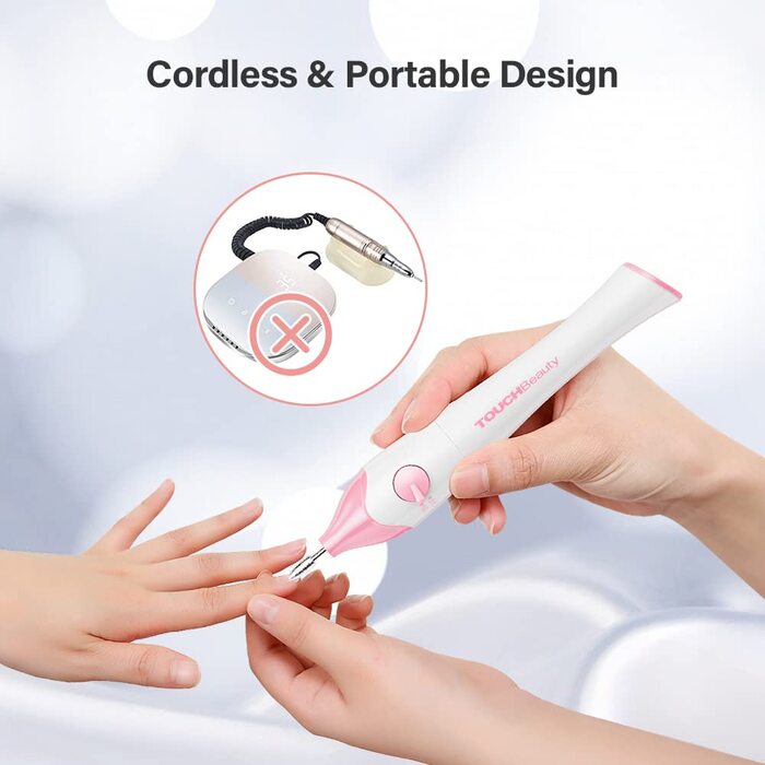 TOUCHBeauty Електричний фрезер для нігтів 5-в-1, бездротовий, манікюр/педикюр, UV LED сушарка, AG-1335C (Рожевий)