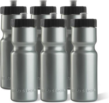 50 Strong Sport Squeeze Water Bottles - Set of 6 - Team Pack 22 oz BPA Free Bottle Easy Open Push/Pull Cap - Multiple Colors Available