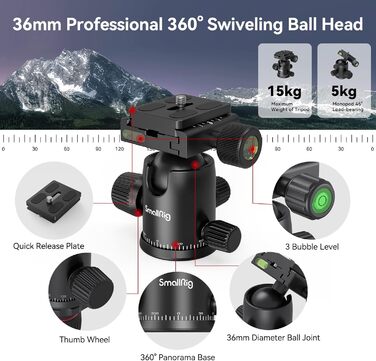 Штатив SMALLRIG з моноподом та кульовою головкою 360° (36 мм), 78'/200 см, вантажопідйомність 15 кг, для фото та відеозйомки