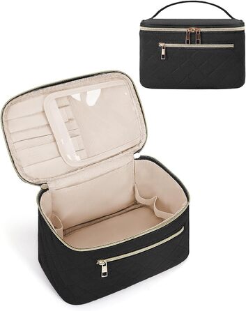 Косметичка для жінок, велика дорожня косметичка для макіяжу з відділенням для пензлів, органайзер, культурочка, шкіра PU, зелена (патент)