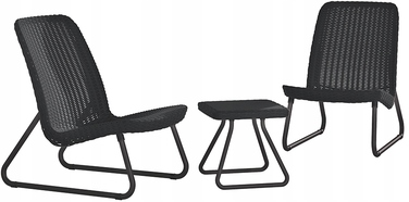 Комплект садових меблів Keter Rio Patio Set для 2 осіб: крісла та столик, антрацит