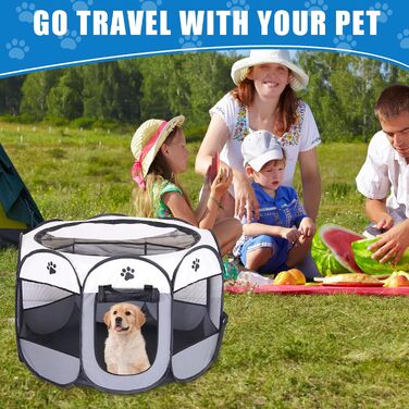 Складана переносна вольєр для цуценят та собак, 74x74x43 см, водовідштовхувальне полотно Oxford, для собак, котів, кроликів