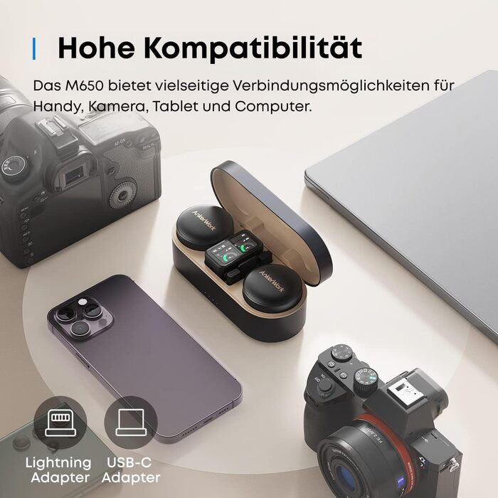 Мікрофон AnkerWork M650 Lavalier Бездротовий, Професійний, З шумозаглушенням, 200м, 15 годин, для Vlogs та Livestream, 3 кольори