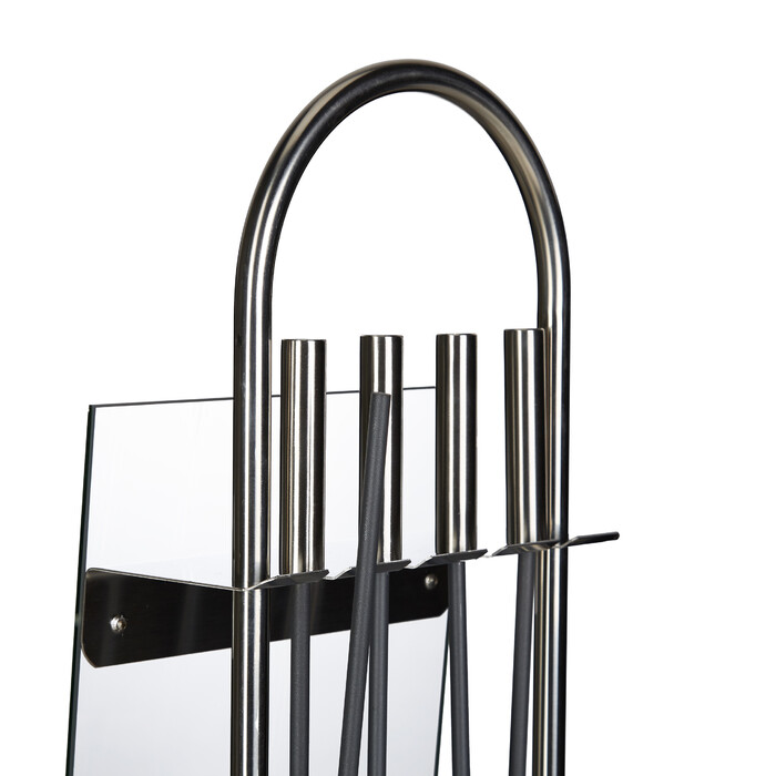 Relaxdays Fireplace Set, Stainless Steel, Modern, 5-Piece