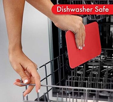 Килимок для обрізної дошки Dexas, 4 шт., 14 x 20 см, нековзкий, для кухні (сірий, червоний, білий, зелений)