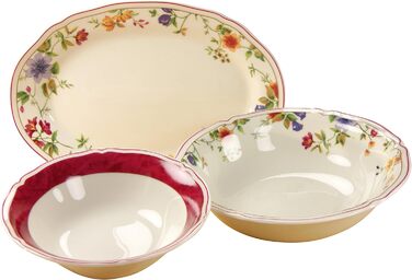 CreaTable, 16145, Cornwall Garden Series, 2-Piece Dinnerware Set, Milk and Sugar Set made of Porcelain, Dishwasher and Microwave Safe, Made in Europe (3-Piece Serving Set)