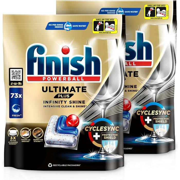 Таблетки для посудомийної машини Finish Ultimate Plus Infinity Shine, 146 шт (2 x 73 капсули)