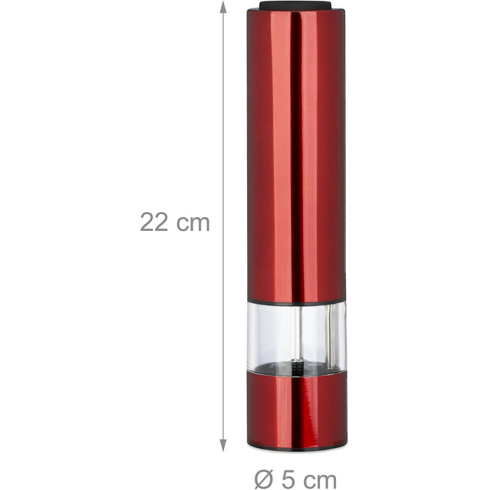 Електричні перечниці Relaxdays 2 шт. з LED-підсвіткою, стильні, з нержавіючої сталі, червоні