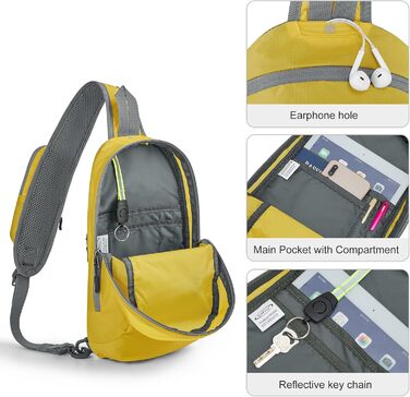 Жовта сумка G4Free на плече, RFID-захистом, кросбоді-рюкзак з передньою кишенею, для походів, щоденний рюкзак, нагрудна кишеня для жінок та чоловіків