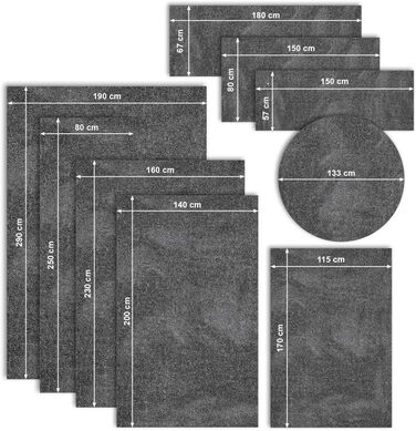 Килим для вітальні та спальні Maine Studio, 140x200 см, короткий ворс, антрацит