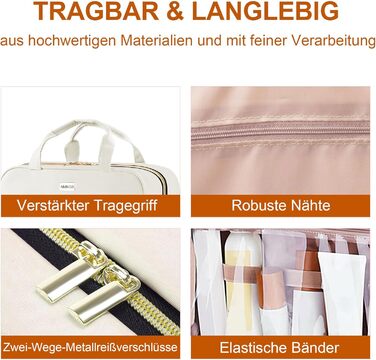 Косметичка для подорожей для жінок, прозора, з можливістю підвішування, для макіяжу та туалетних аксесуарів, біла