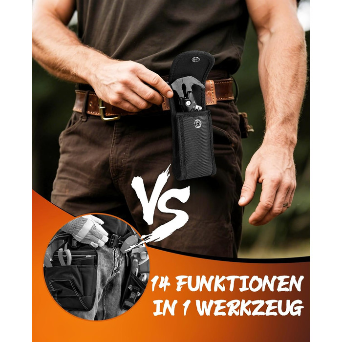 Багатофункціональний молоток-мультитул 14-в-1: плоскогубці, пилка, викрутки та інше. Компактний інструмент для кемпінгу, туризму, виживання, авто-надзвичайних ситуацій. Чудовий подарунок для чоловіків, на День батька для тата