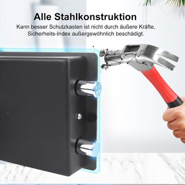 Сейф для ключів Tresor з ключовим та кодовим замком, 31x20x20 см, вологостійкий, для дому, офісу, готелю, чорний