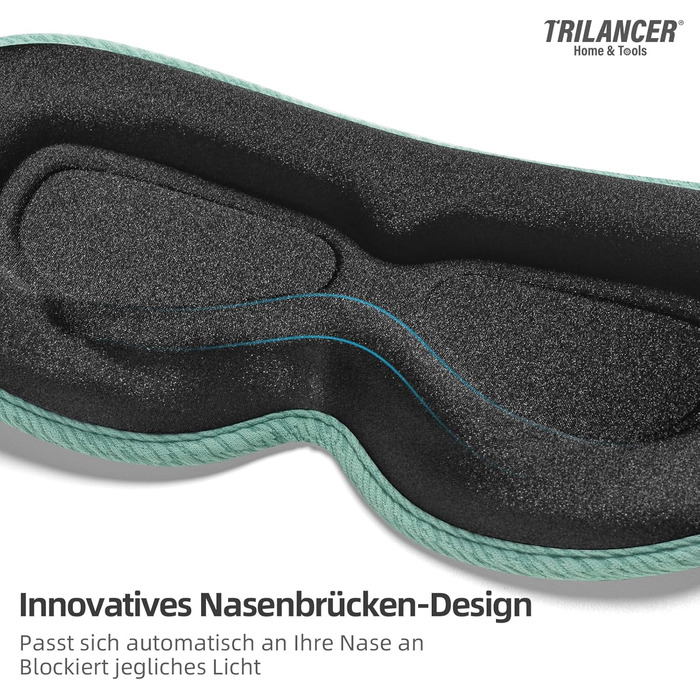 3D маска для сну Trilancer, блокує 99.99% світла, ультрам'яка, для комфортного сну, медитації та подорожей (зелена)