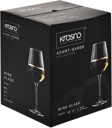Кросно Авгантгарде: 4 великі келихи для білого вина, 390 мл, без свинцю, 4 шт.