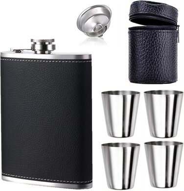 Фляга для алкоголю 8oz з нержавіючої сталі, набір з 4 склянок та воронкою, для чоловіків та жінок, подарункова коробка GUFRRST