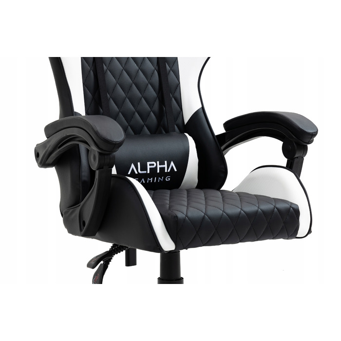 Ігрове крісло Alpha Gaming Carbon, штучна шкіра, чорно-біле