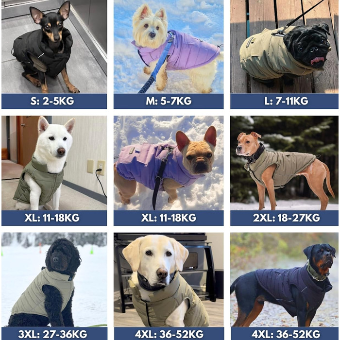 Spark Paws Warmshield™ Dog Jacket Winter Coat, Warm Fleece, Water-Resistant, Windproof, Reflective Vest, Suitable for Medium and Large Dogs, Cold Protection Snow Jacket Parka - Black - M