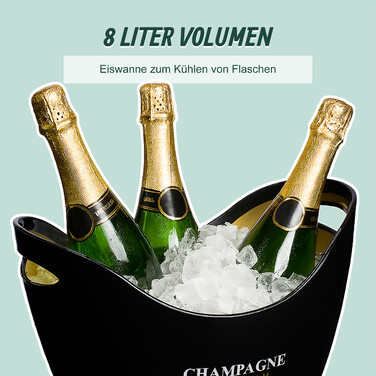 Relaxdays 8L Champagne Cooler in Black/Gold