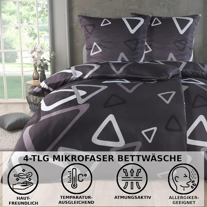 Комплект постільної білизни Kuscheli® 135x200 4 частини, мікрофібра, сертифікат ÖkoTex, дизайн 