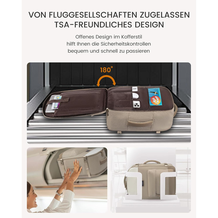 LOVEVOOK Рюкзак для ручної поклажі жіночий, великий дорожній рюкзак, 45L, валіза-рюкзак, рюкзак для подорожей, для ноутбука 17,3 дюйма, на вихідні, діловий, ручна поклажа, 1-бежевий хакі 50x20x36 см (45L, комплект)