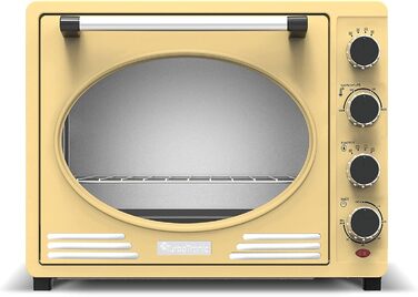 Міні-піч Turbotronic Retro з конвекцією, 35л, чорний/червоний/синій/бежевий, 1600W, таймер, піч для піци та гриль (CREAM)