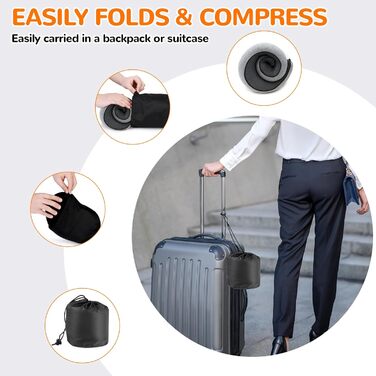 Подушка для шиї у літак, подушка для подорожей Memory Foam 360° підтримка, подушка-вичку для дорослих з берушами, маскою для очей та сумкою. Регульована компактна подушка для подорожей літаком, автомобілем, поїздом