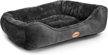 Dog Bed for Dogs 67x57cm, Non-Slip Dog Basket, Super Soft Fiber Filling, Washable Pet Bed for Small and Medium Dogs and Cats (L 87 x W 77 x H 18 cm, Black)