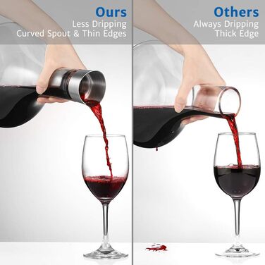 Glastal Decanter - Crystal Glass Decanter with Built-in Aerator for Aerating and Filtering, Drip-Free Pouring, 1800ml/63.3oz (Full Capacity)