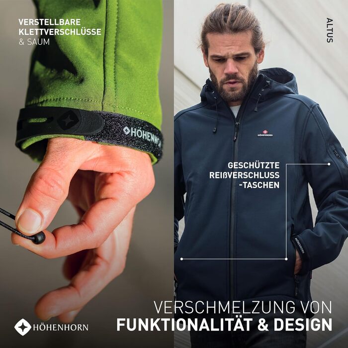 Чоловіча куртка Softshell Höhenhorn Altus для активного відпочинку, водовідштовхуюча, колір Midnight-Black, розмір L