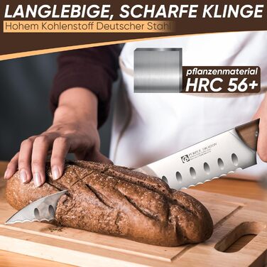Ніж для хліба Purple Dragon Brotmesser з хвилястим лезом та ергономічною ручкою, з високоякісної німецької сталі, для свіжоспеченого хліба, закваски, тортів, гостре лезо