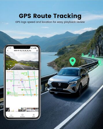 Відеореєстратор COOLCRAZY Dashcam Auto: 4K UHD, Dual камера, GPS, WiFi, 64GB SD-карта, IPS 3